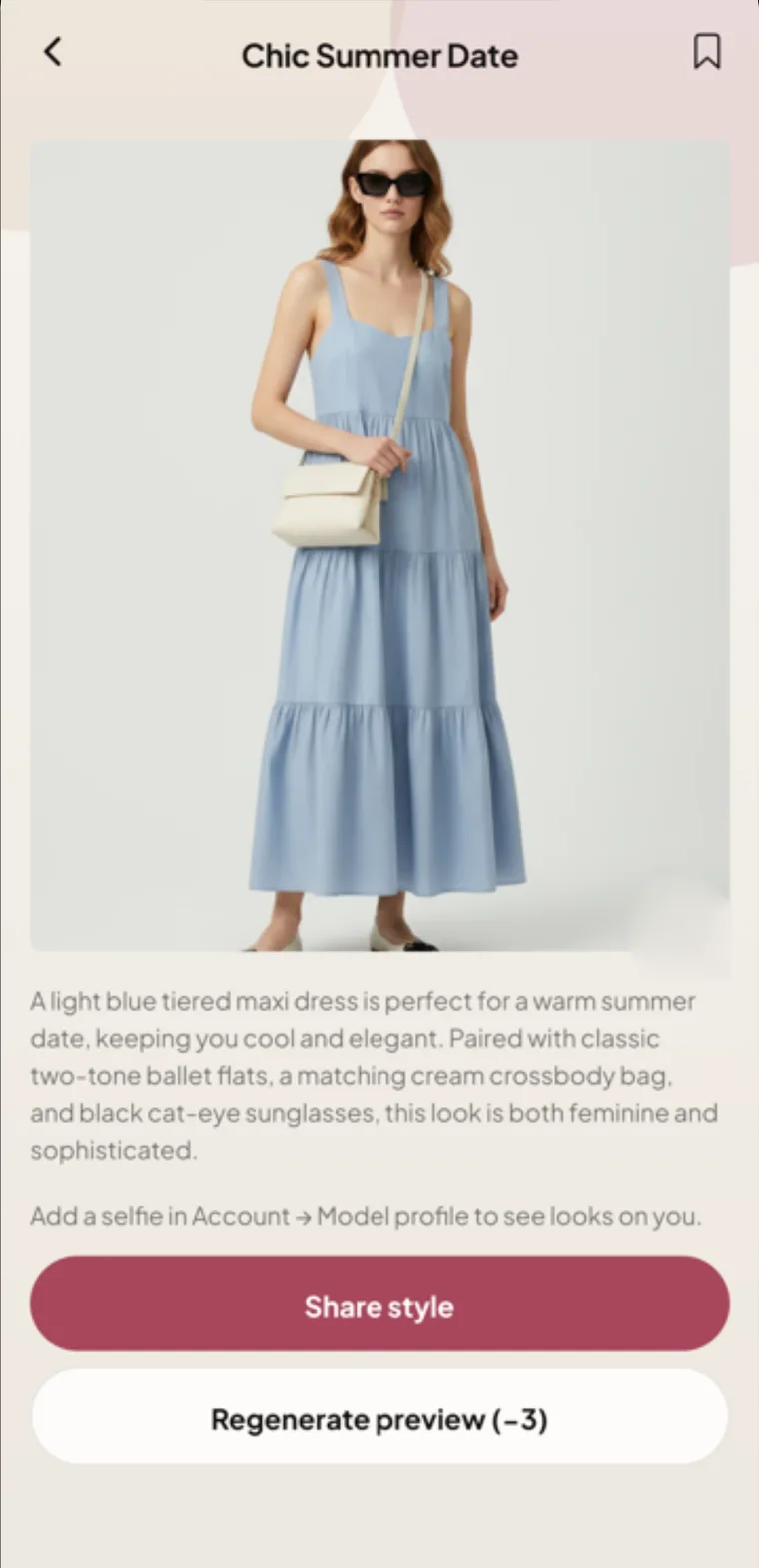 A saved Stiliva look with its description